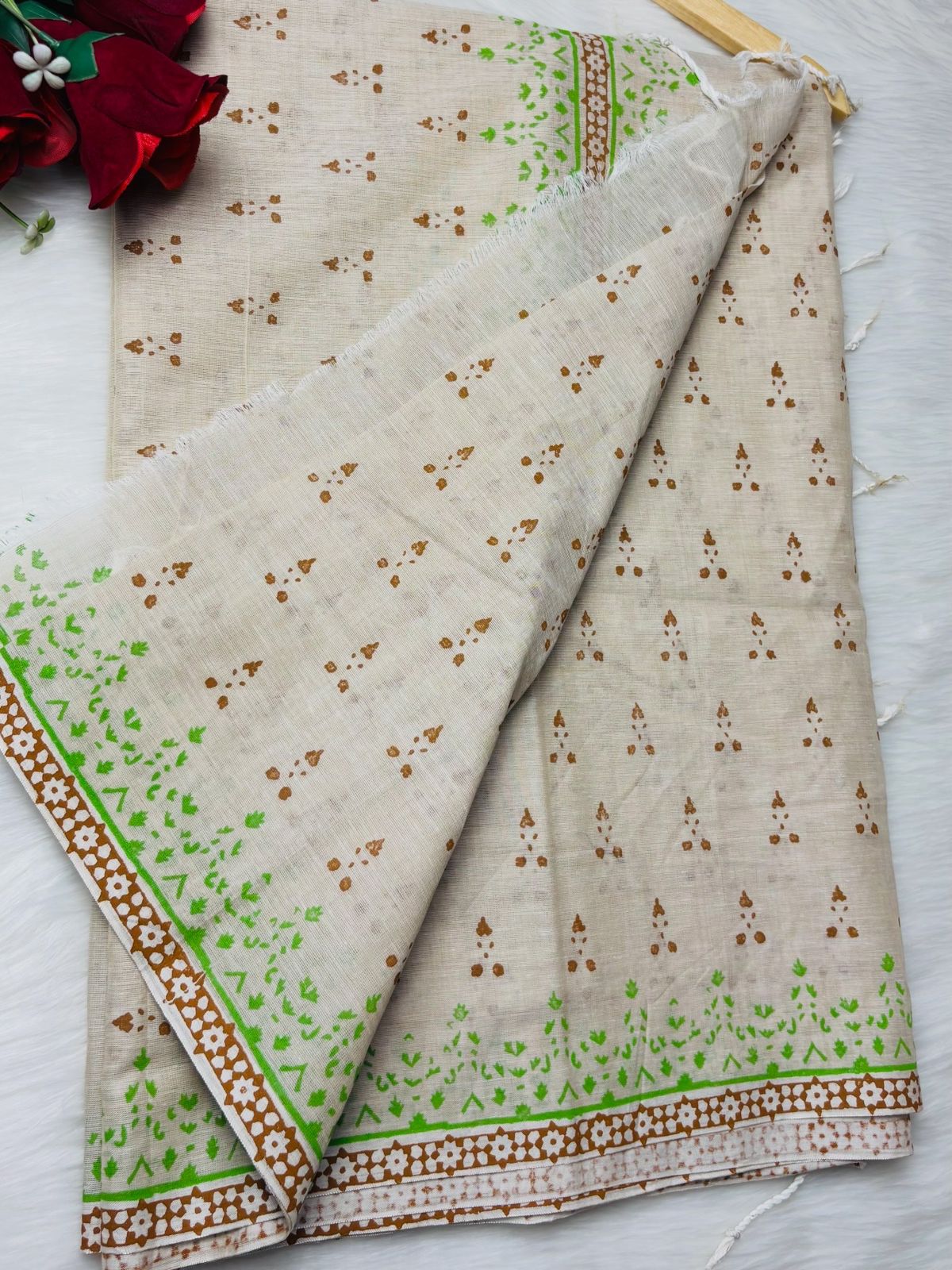 Pure cotton block print sharee view 2
