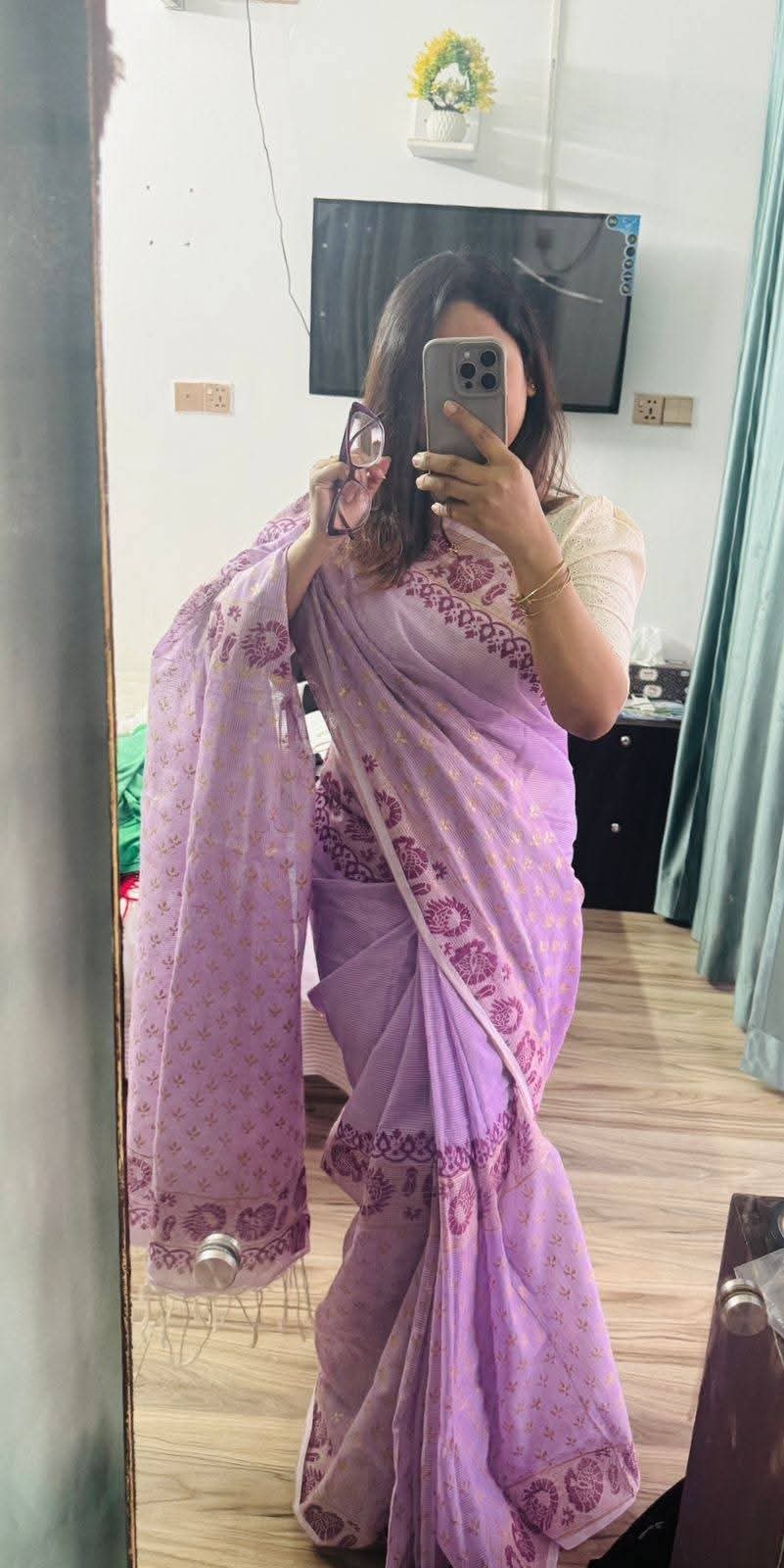 Cota cotton blocked sharee view 3