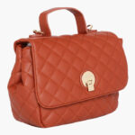 Brown Quilted Satchel