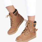 Women Brown Solid Synthetic Mid Top Flat Boots