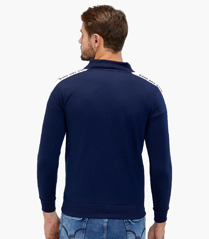 Solid-Men-Hooded-Blue-Grey-T-Shirt-2