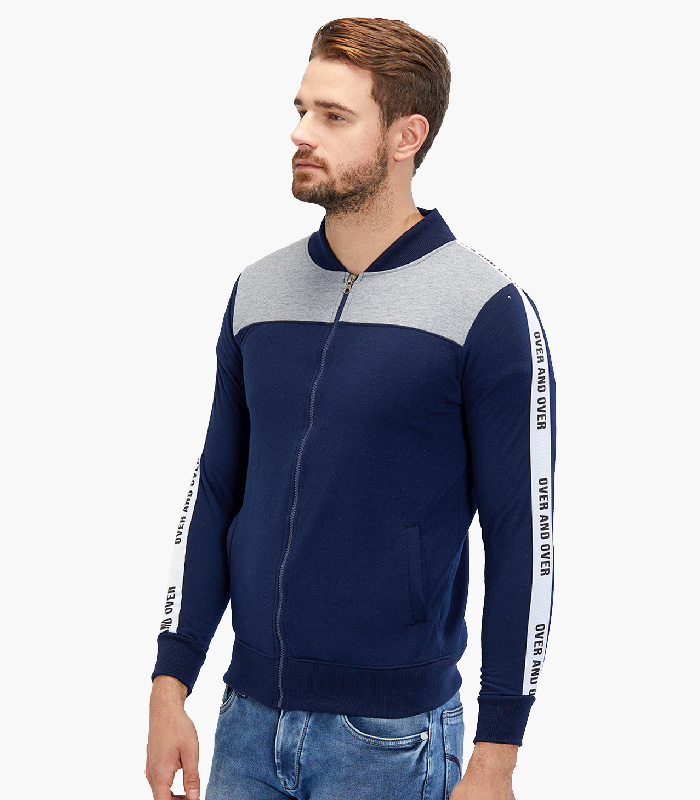 Solid-Men-Hooded-Blue-Grey-T-Shirt-3